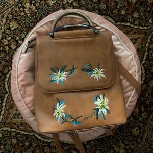 Brown Embroidered Purse/Backpack